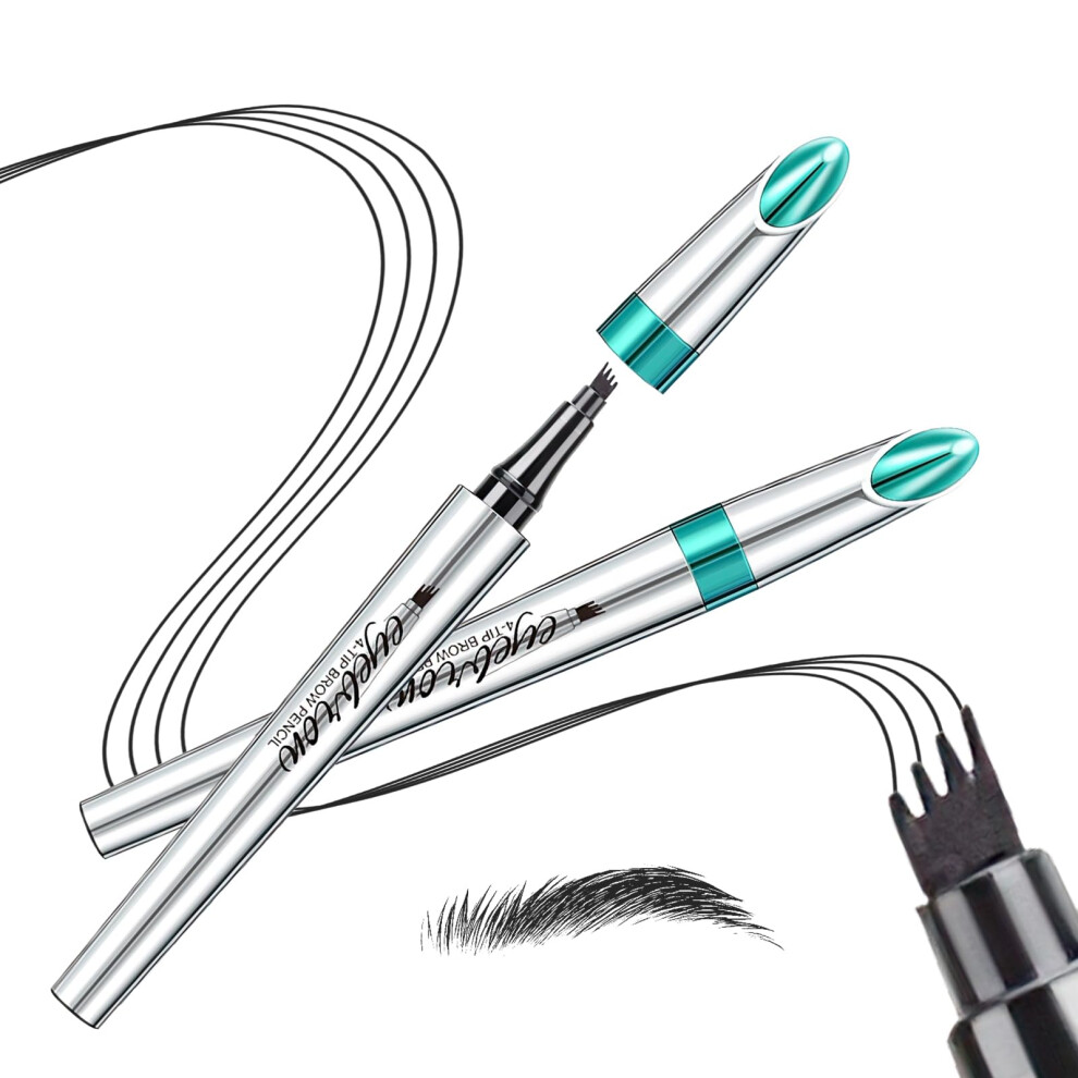 Microblading Eyebrow Pen Waterproof Sweatproof 4Tip Brow Pencil for Natural HairLike Strokes