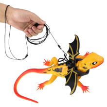 Exotic Pet Companion: Soft Leather, Durable Nylon Rope Adjustable Harness For Bearded Dragon Reptile, Comfortable And Secure