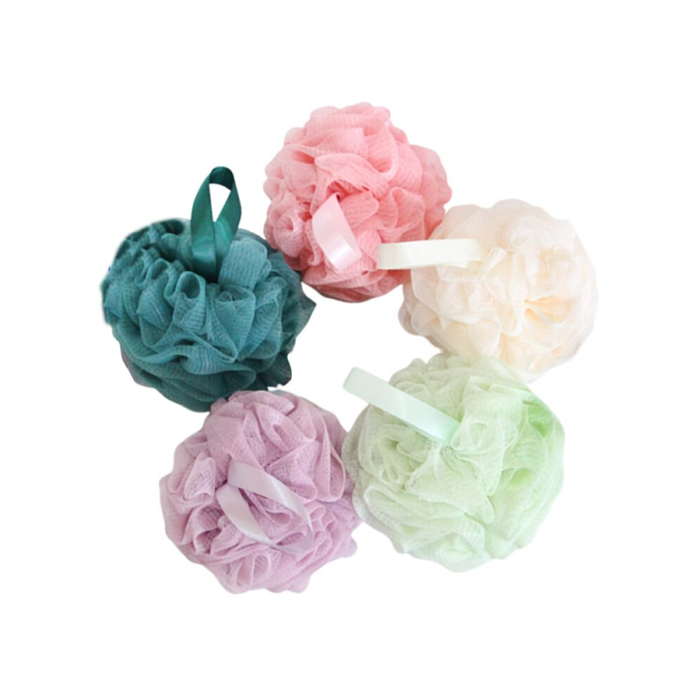 Bath Sponge Set 5pcs Soft Exfoliating Shower Loofah Pouf for Adults with Hanging Rope