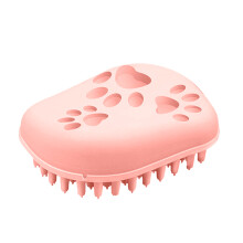 Pente de borracha para massagem suave, cabo em anel ajustável, multifuncional para higiene canina, cerdas de silicone macias, tela removível para