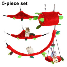 Conjunto criativo de 5 peças com tema de selva: acessórios para gaiola suspensa, rede para pequenos animais, pelúcia macia e confortável.