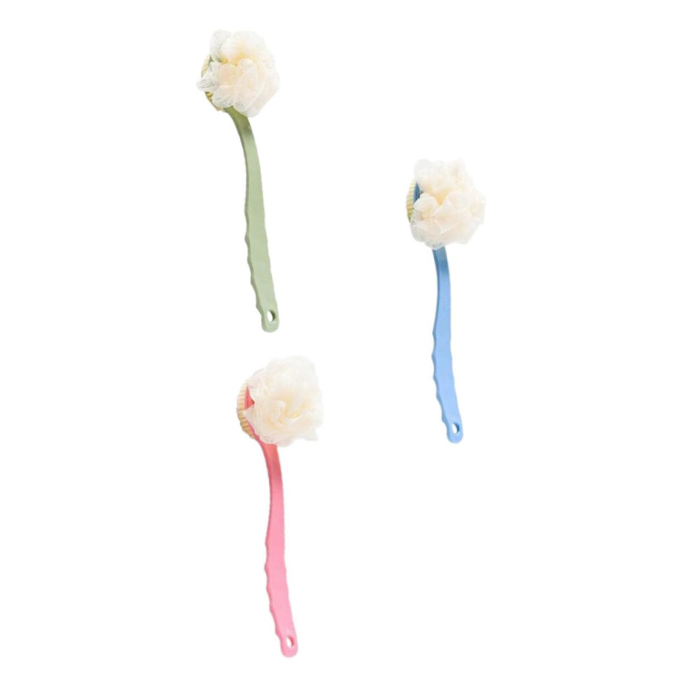 3pcs Long Handle Bath Brush Set for Back Scrubbing and Gentle Exfoliation Shower Scrubber for Men Women Elderly