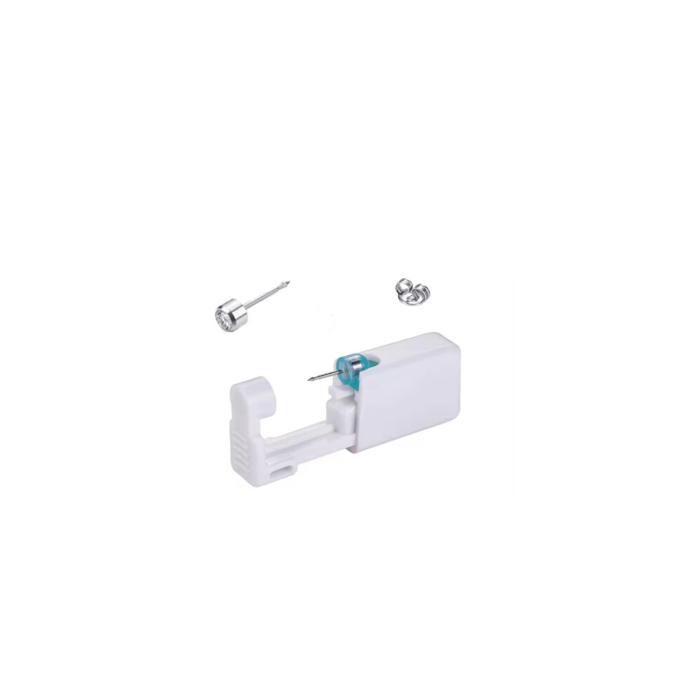 White Ear Piercing Kit With Studs And Professional Gun, Precise Alignment Guide, 4Mm