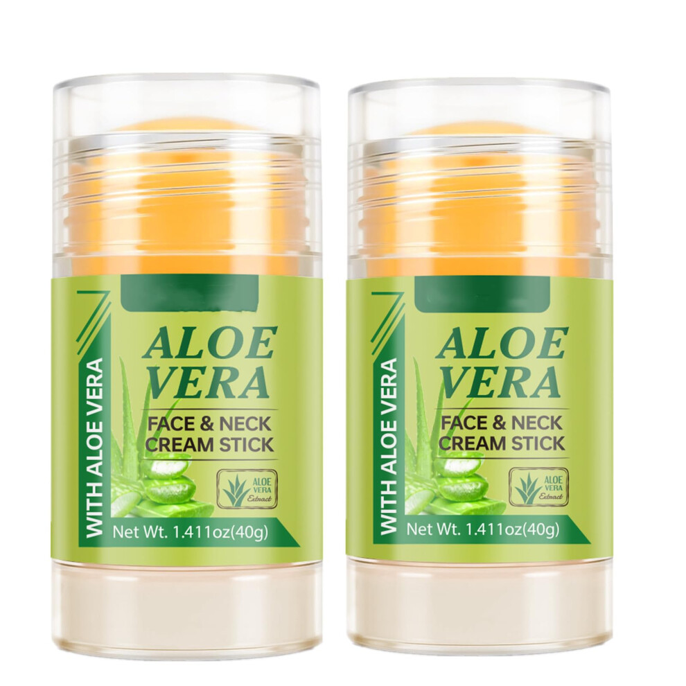 Cream Aloe Vera Neck Stick 2 Pack, Deep Hydration And Firming Balm For Face And Neck, Non Greasy