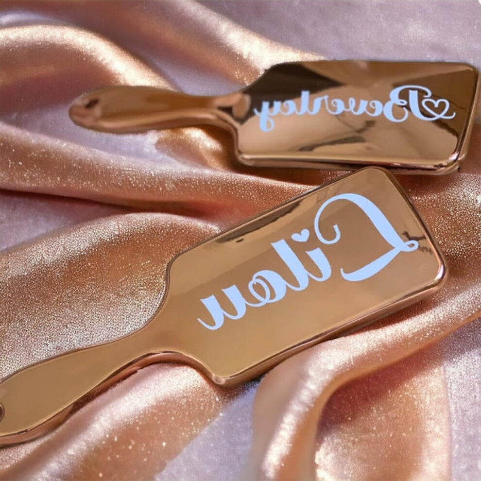 Bridesmaid Gifts Custom Hair Brush Set with Name Engraving, Rose Gold, 10pcs