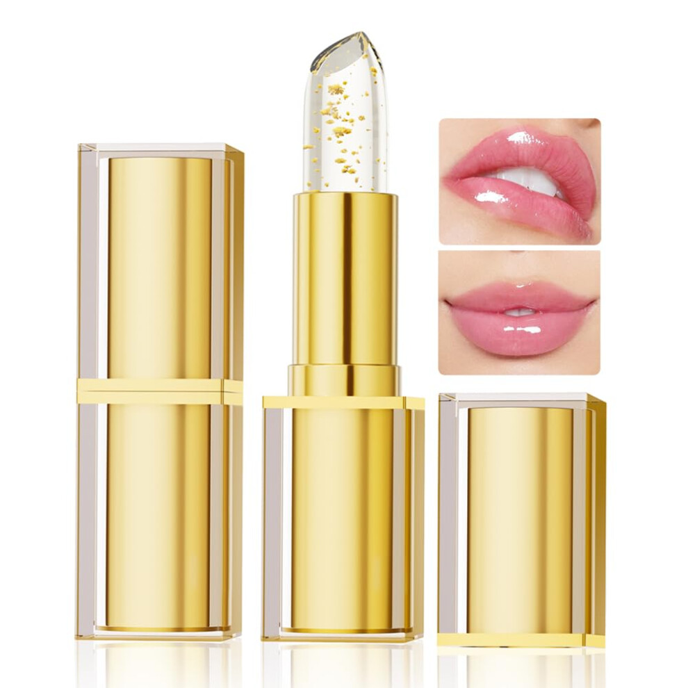 Gold Color Changing Lipstick With Foil, Ph Reactive Moisturizing Balm, Long Lasting Hydrating Gloss