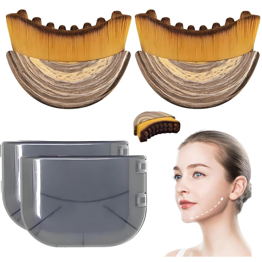 Facial Lymphatic Drainage Brush Set 2 Pack with UltraSoft Bristles for Jawline Sculpting and Puffiness Reduction