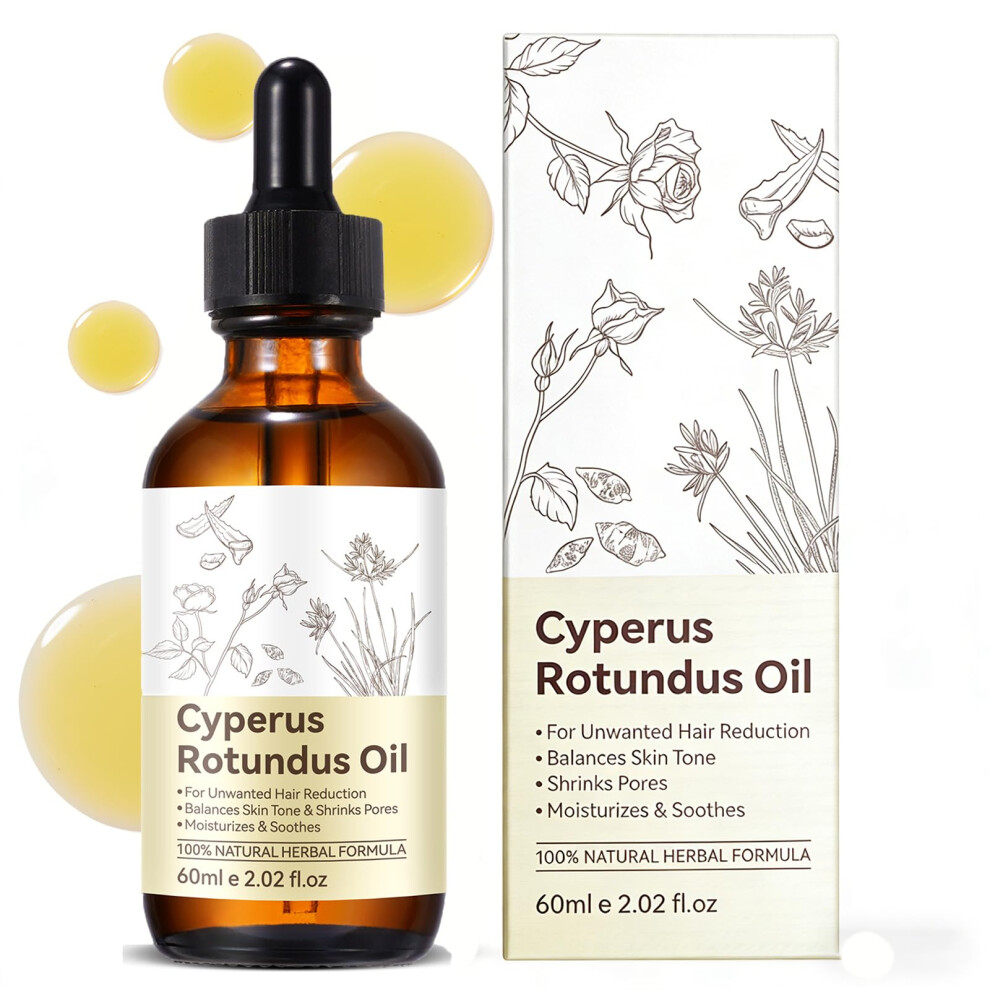 Hair Removal Oil with Cyperus Rotundus, Natural Hair Growth Inhibitor for Smooth Skin, 2.02 Fl oz