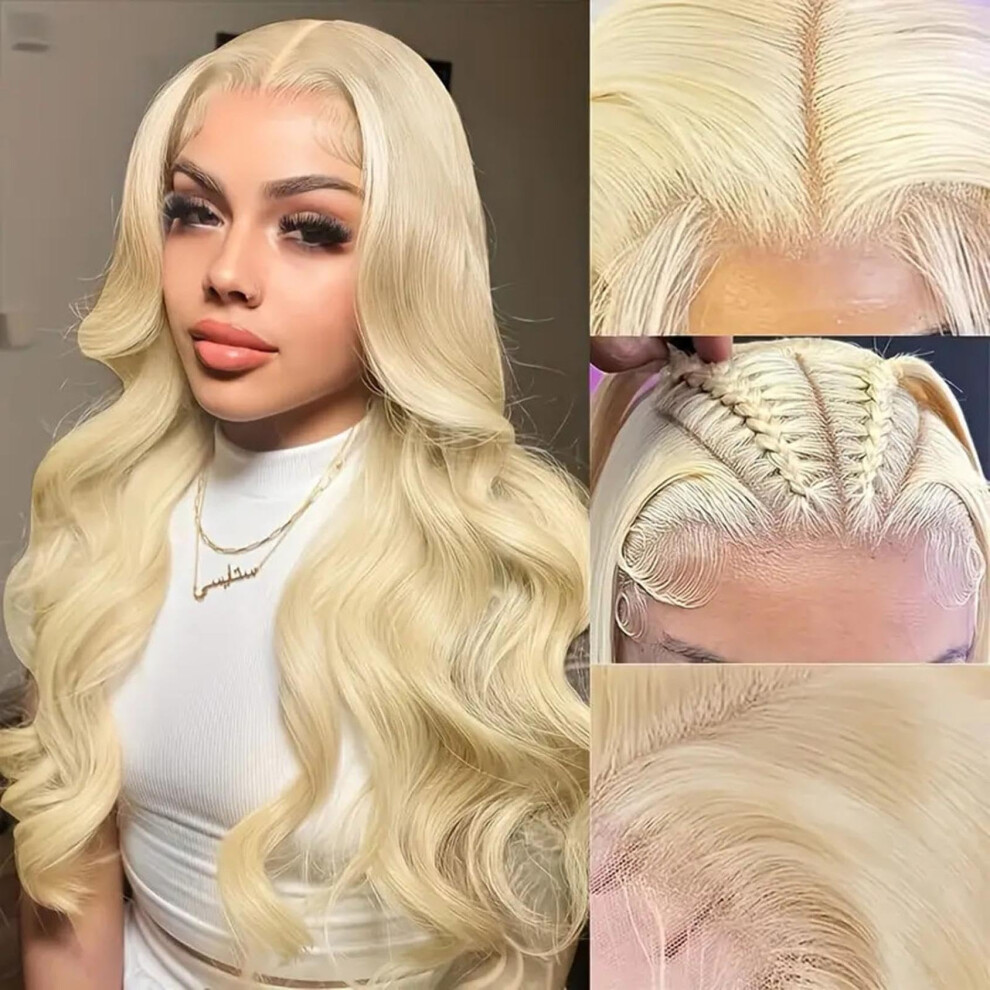 Unisex Gold 26 Inch Long Curly Lace Front Wig With Natural Hairline And Heatresistant Fibers