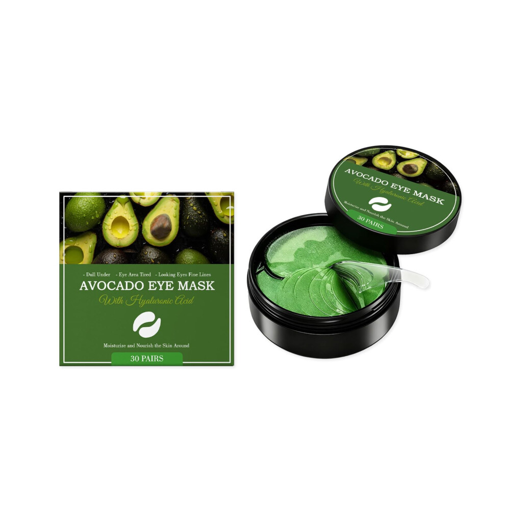 Dark Eye Masks For Circles And Puffiness With Avocado And Hyaluronic Acid, 30 Hydrating Patches