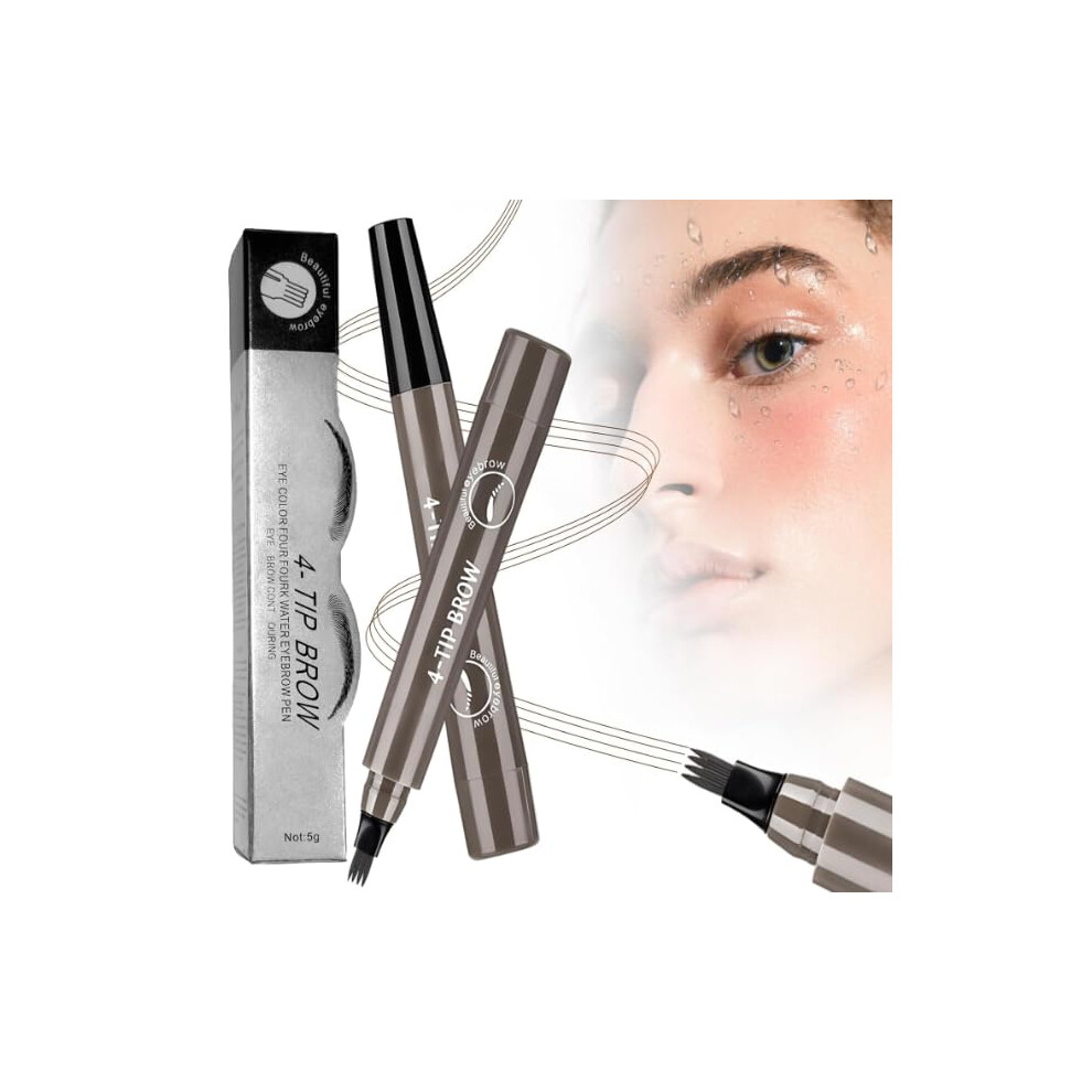 Microblading Eyebrow Pencil Waterproof 4Fork Tip Gray Brown for Sparse Brows LongLasting Natural