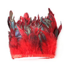 Rooster Feather Ribbon Trims Natural 10 Meter Length 1015 Cm Wide Red For Wedding Dress Skirt DIY Clothing
