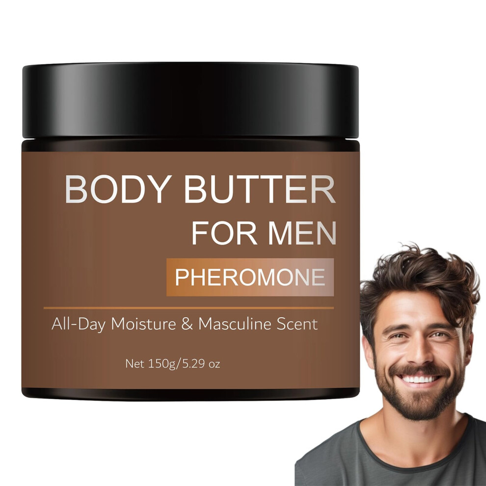 Body Butter for Men with Coconut and Shea, Deep Hydration NonGreasy Daily Skin Moisturizer