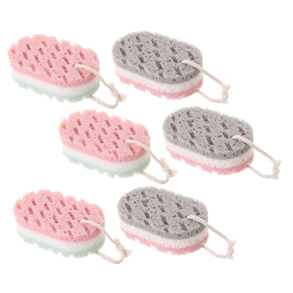 Green/White 6Pcs Exfoliating Bath Sponges For Shower With Dualsided Body Scrubber Gentle Skin Care
