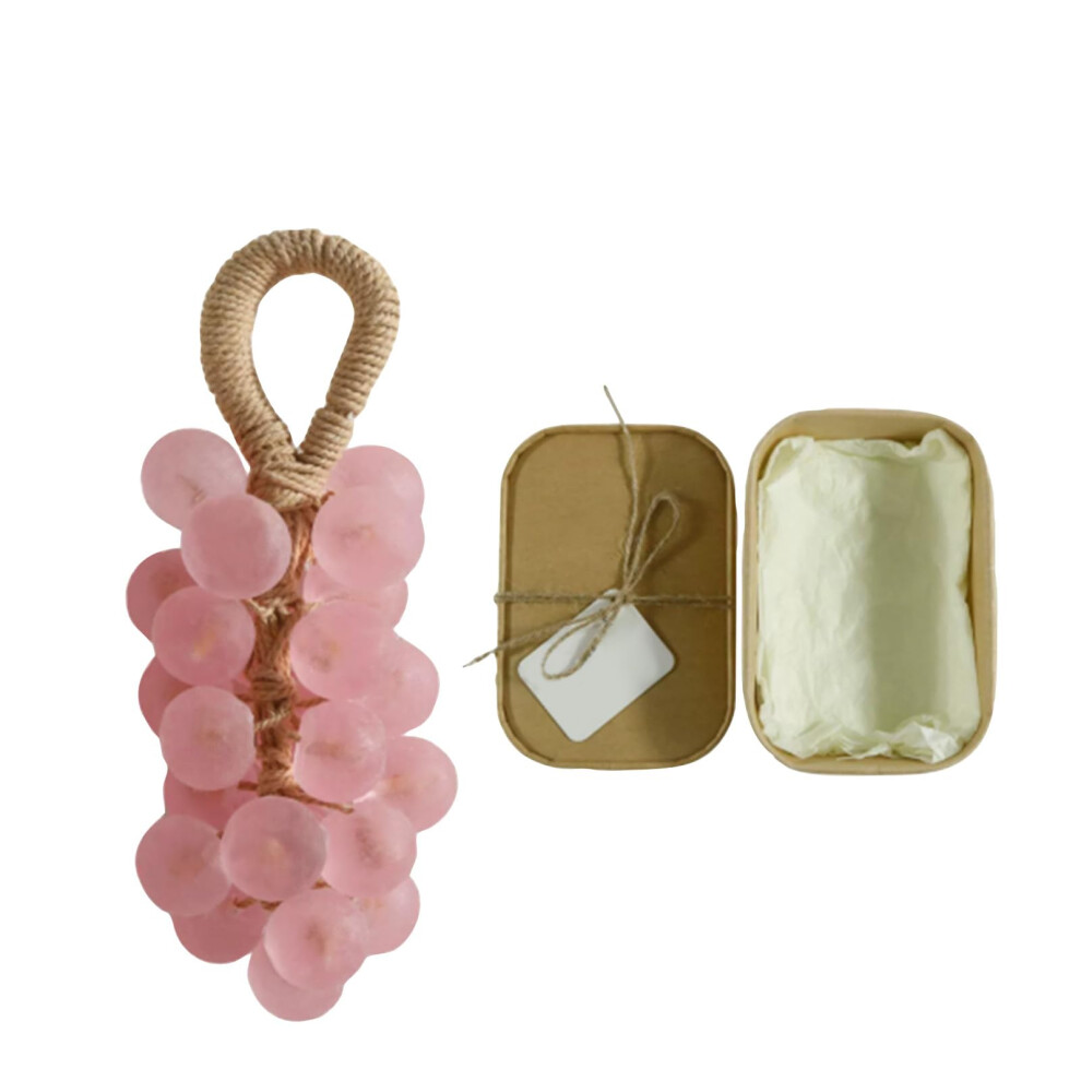 Peach Grape Soap on a Rope Handmade Crystal Design Bath Bar with Fresh Fragrance and Gift Box