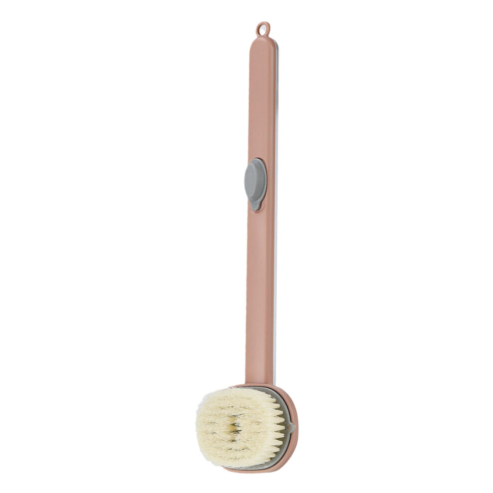 Long Handle Bath Brush with Soft Bristles and Soap Dispenser, Detachable Pink Back Scrubber for Seniors