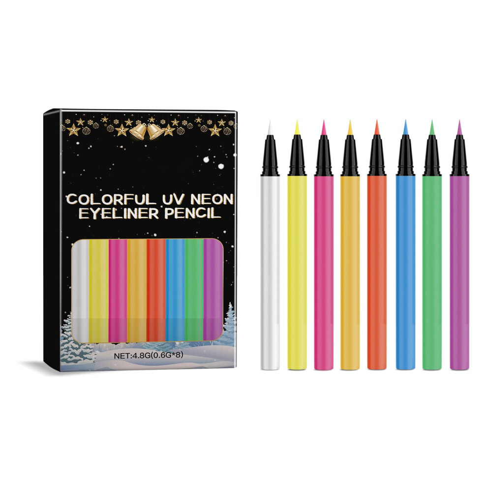 Dark 8 Colors Uv Liquid Eyeliner Set, Glow In The Long Lasting Smudgeproof Makeup