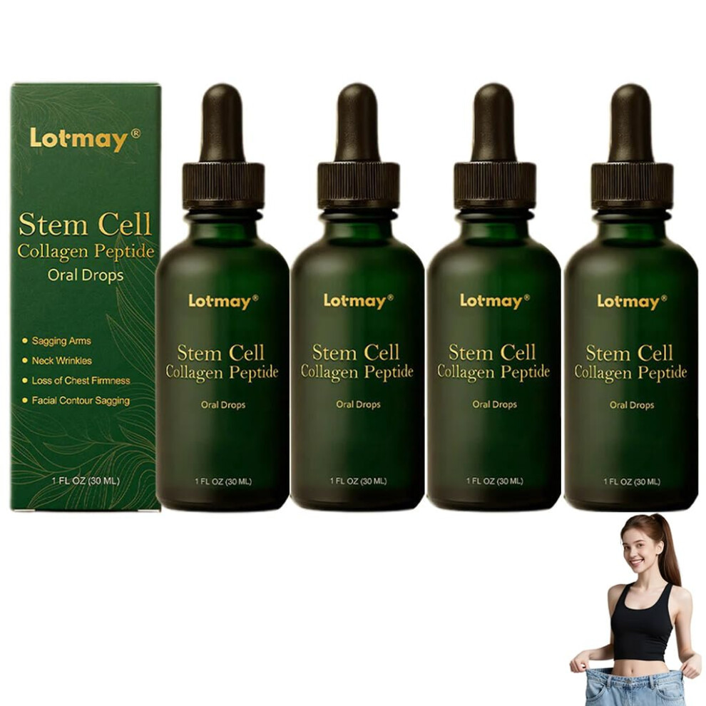 Collagen Peptide Liquid Drops Stem Cell Formula for Firmer Skin Hair and Nails 4 Pack