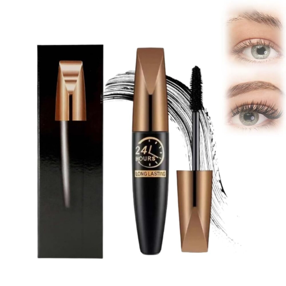 Black 4D Silk Fiber Lash Mascara Waterproof Lengthening Volumizing Curling Smudge Proof 1Pcs