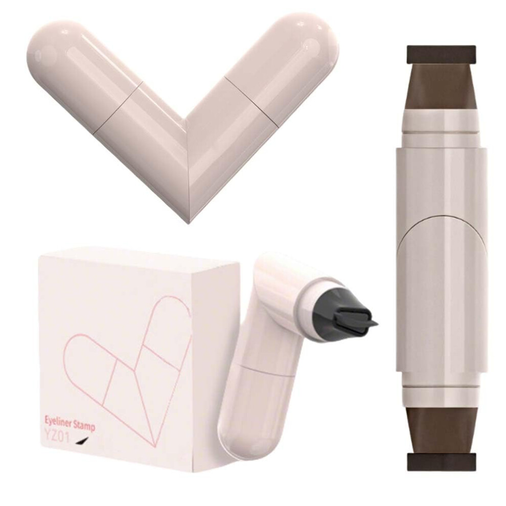 Brown Winged Eyeliner Stamp Pen With Rotating Tip, Quickdry Smudgeproof Liquid Liner And Gel Pencil,