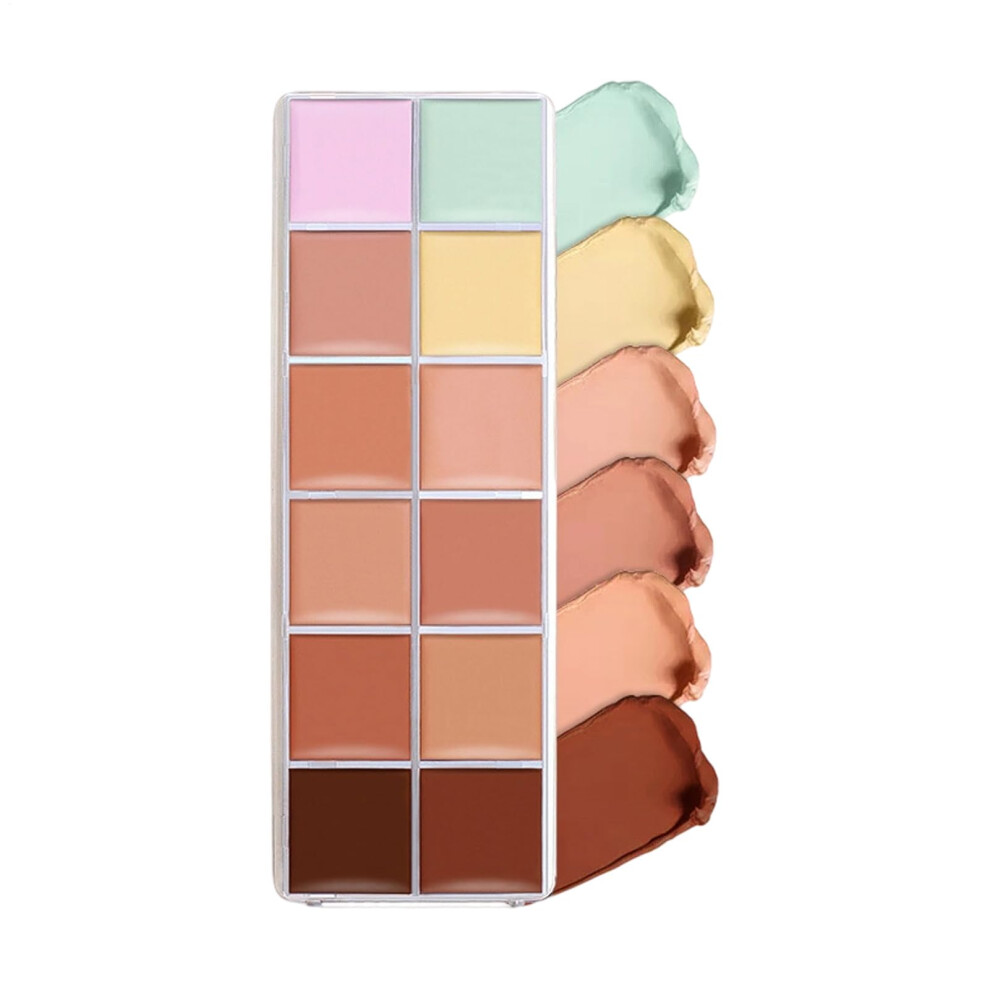 Cream 12 Color Concealer Palette Waterproof Long Lasting Set With Smooth Blendable Coverage
