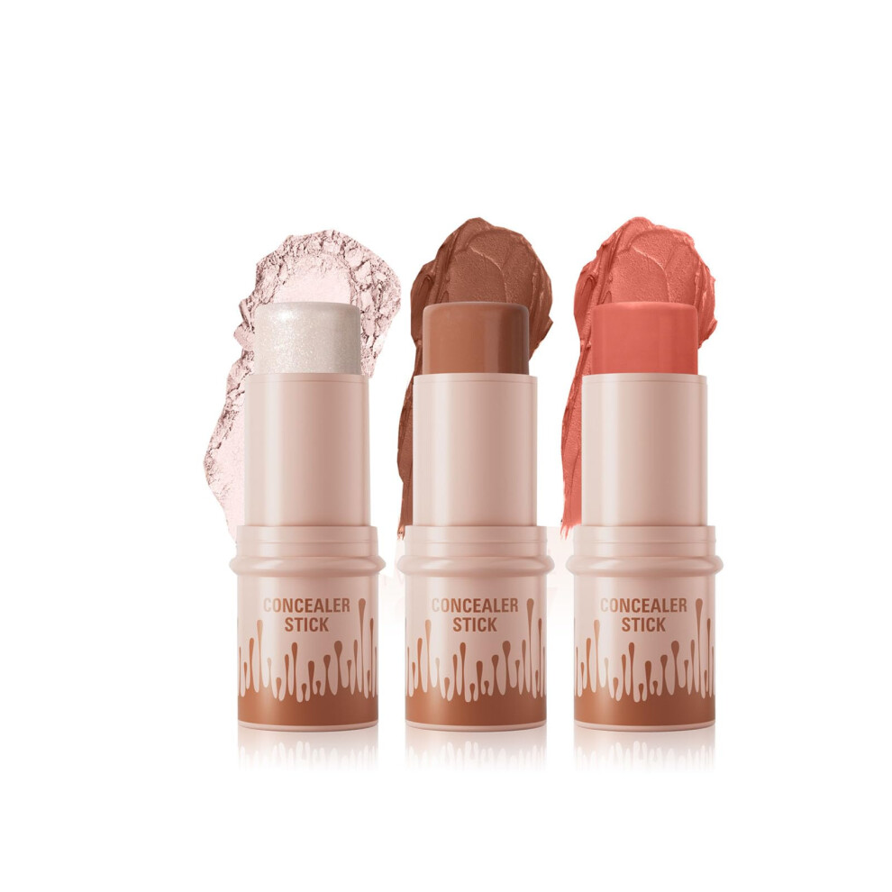 Cream Contour Stick Set 3 Piece Kit For Precise Facial Sculpting And Longlasting Seamless Blend