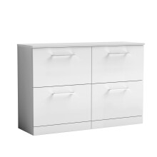 Balterley Level Modern Bathroom 4 Soft Close Drawer Floor Standing Vanity with Worktop, Stylish & Durable, Gloss White, 1205 mm