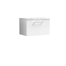 Balterley Level 600mm Wall Hung 1 Drawer Vanity Unit with Laminate Worktop for Compact Modern Bathroom Storage - Gloss White