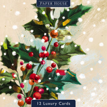 Box Of 12 Paper House Festive Xmas Flora Christmas Cards In 3 Designs