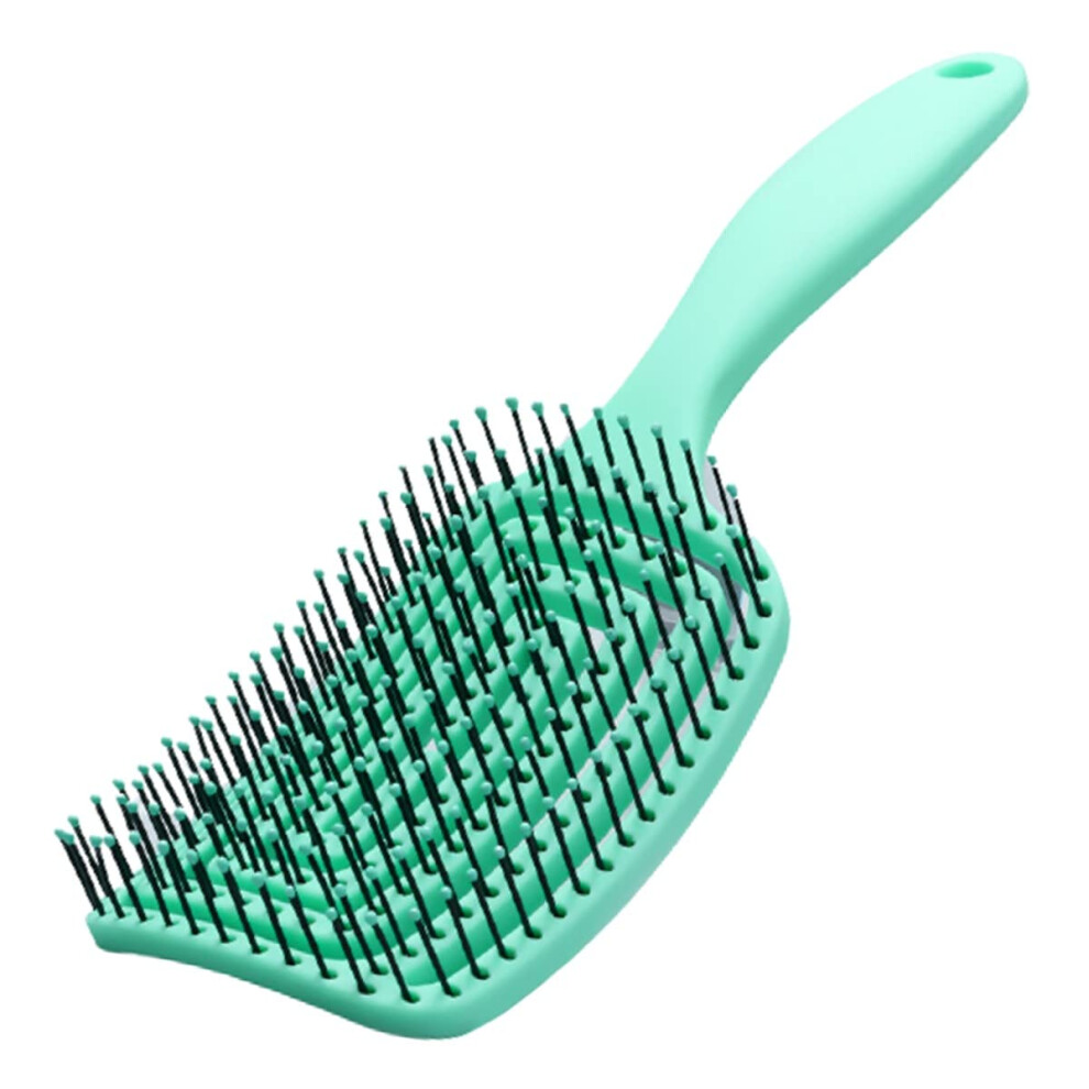 1pc Curved Vented Detangling Hair Brush AntiStatic for Blow Drying and Scalp Massage Green