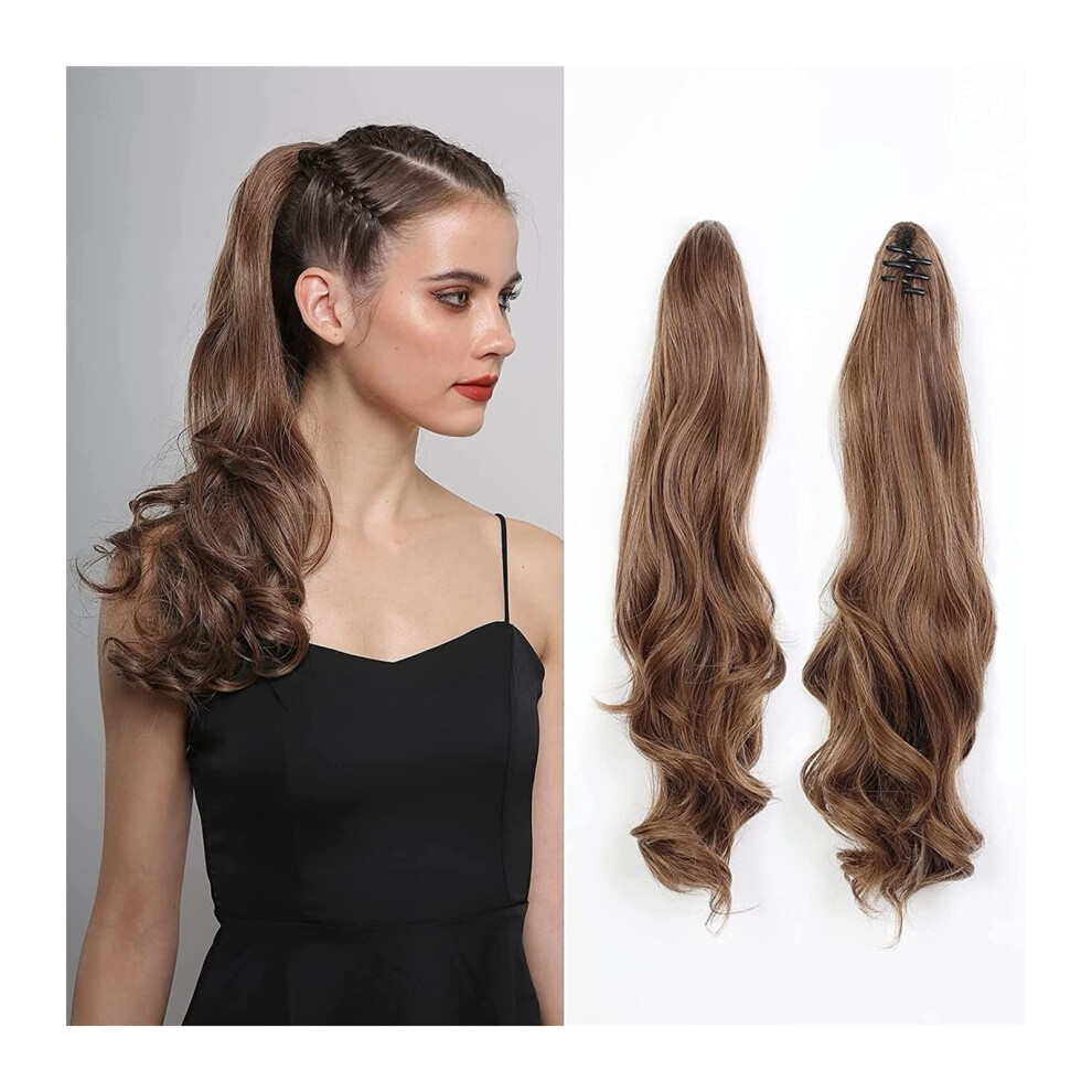 Unisex 18 Inch Wavy Ponytail Hair Extension With Secure Claw Clip Synthetic Hairpiece For Women