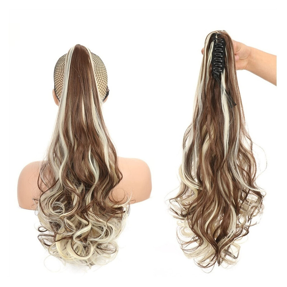 Ponytail Hair Extension Synthetic Wavy Claw Clip Long Heat Resistant Fiber Wig for Women