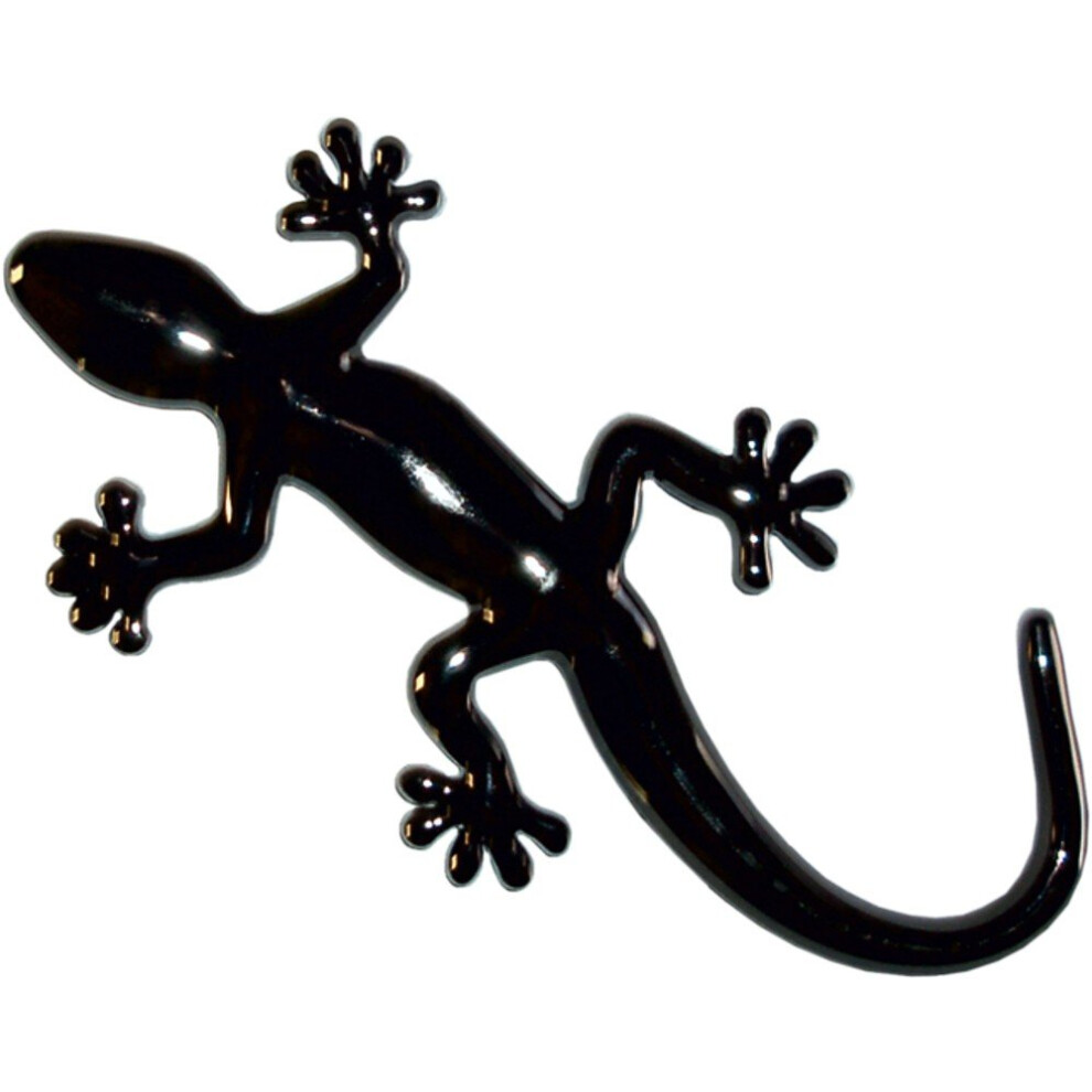 Chrome Gecko Car Decal Weatherproof Raised Chrome Effect Petrol Resistant Emblem Black 9187378293133