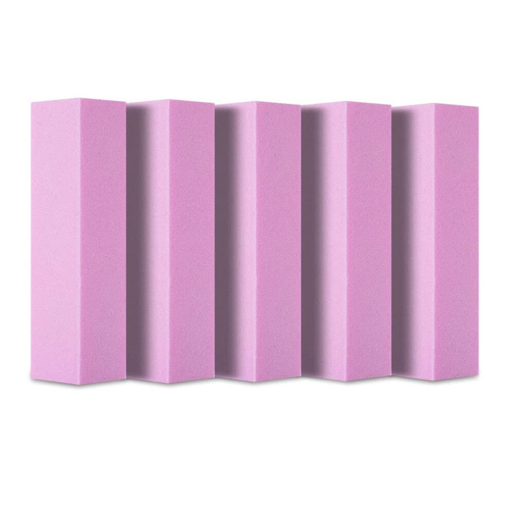 Pink Professional Nail Buffer Block And File Set, 5Pcs Smooth Shine For Gel And Acrylic Nails