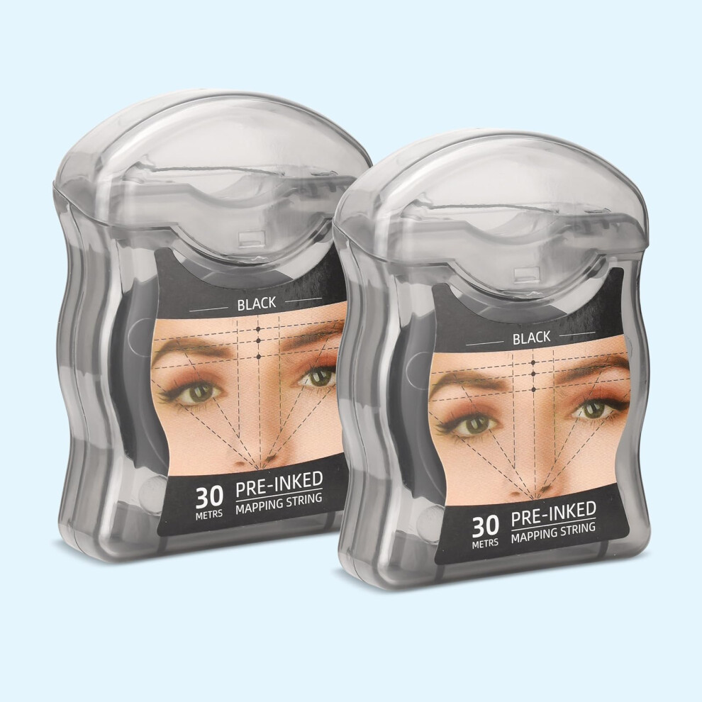 PreInked Microblading Mapping String for Accurate Eyebrow Symmetry with Bamboo Charcoal Thread, 2pcs