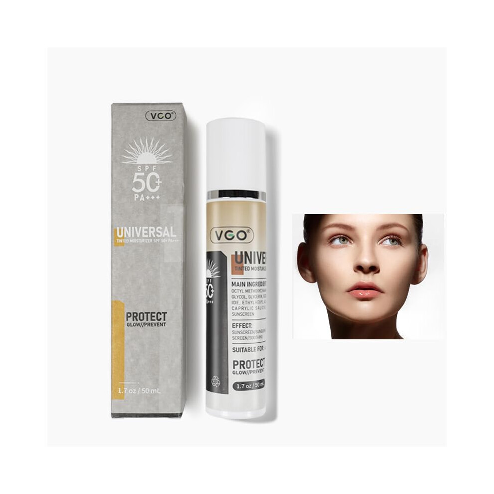 Tinted Moisturizer SPF 50 Face Sunscreen with Hydrating Color Correction, Lightweight Natural Finish 50ml