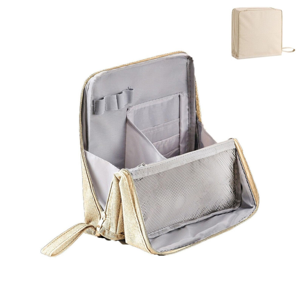 Standing Makeup Bag Portable Oxford Cloth Waterproof Toiletry Bag With Compartments Large Capacity Model F