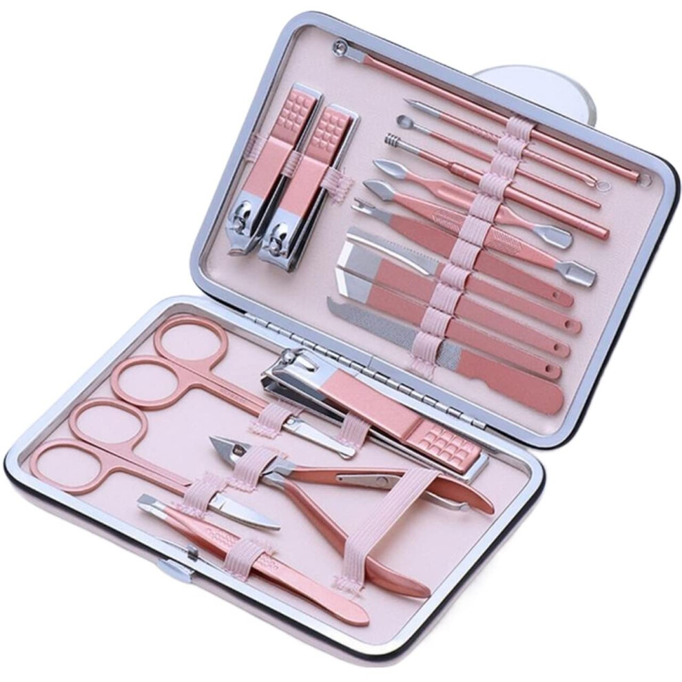 Professional Stainless Steel Manicure Pedicure Set with AllinOne Grooming Tools and Travel Case