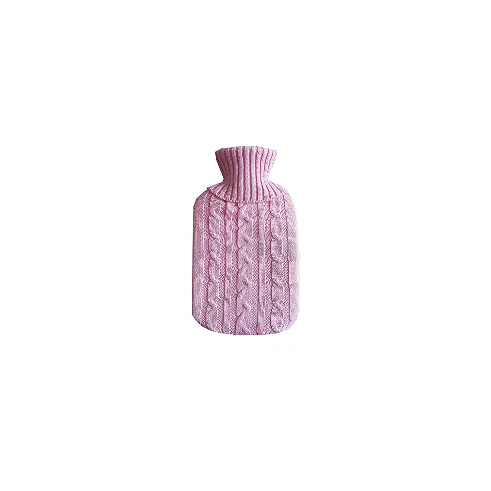 Large 2L Pink Knitted Hot Water Bottle Cover for Heat Therapy and ColdProof Protection