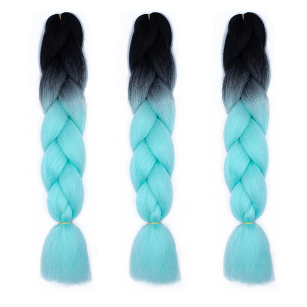 24 Inch Jumbo Braiding Hair Extensions,  Temp Synthetic, 3 Pack, Tangle , Full Volume