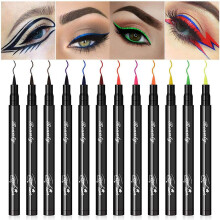 12 Colors Matte Liquid Eyeliner Set Waterproof Smudgeproof Neon Rainbow Colored Eyeliner Pens