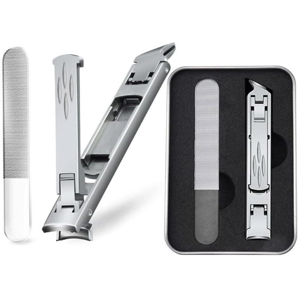 Silver Foldable Stainless Steel Nail Clippers With Ergonomic Nonslip Grip For Fingernails And Toenails