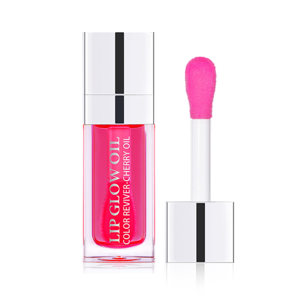 Hydrating Lip Glow Oil with Transparent Plumping Gloss, Deep Moisture for Dry Lips 6ml Coral