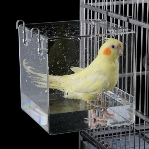 Avian Spa Retreat, Μπάνιο Πουλιών για Κλουβί με Τετράγωνο Άνοιγμα, Πυκνωμένο Ακρυλικό
