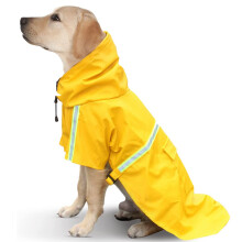 Verstelbare regenjas voor huisdieren met buik- en borstbanden, lichtgewicht hondenkleding met capuchon en achterzak, ontworpen voor kleine en
