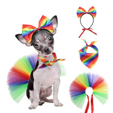 Weiche und bequeme Katzenkostüme für den Gay Pride Day, Hunde-Pride-Kleidung mit Regenbogen-Stirnband und Schal für Haustier-Geburtstagsfeiern,