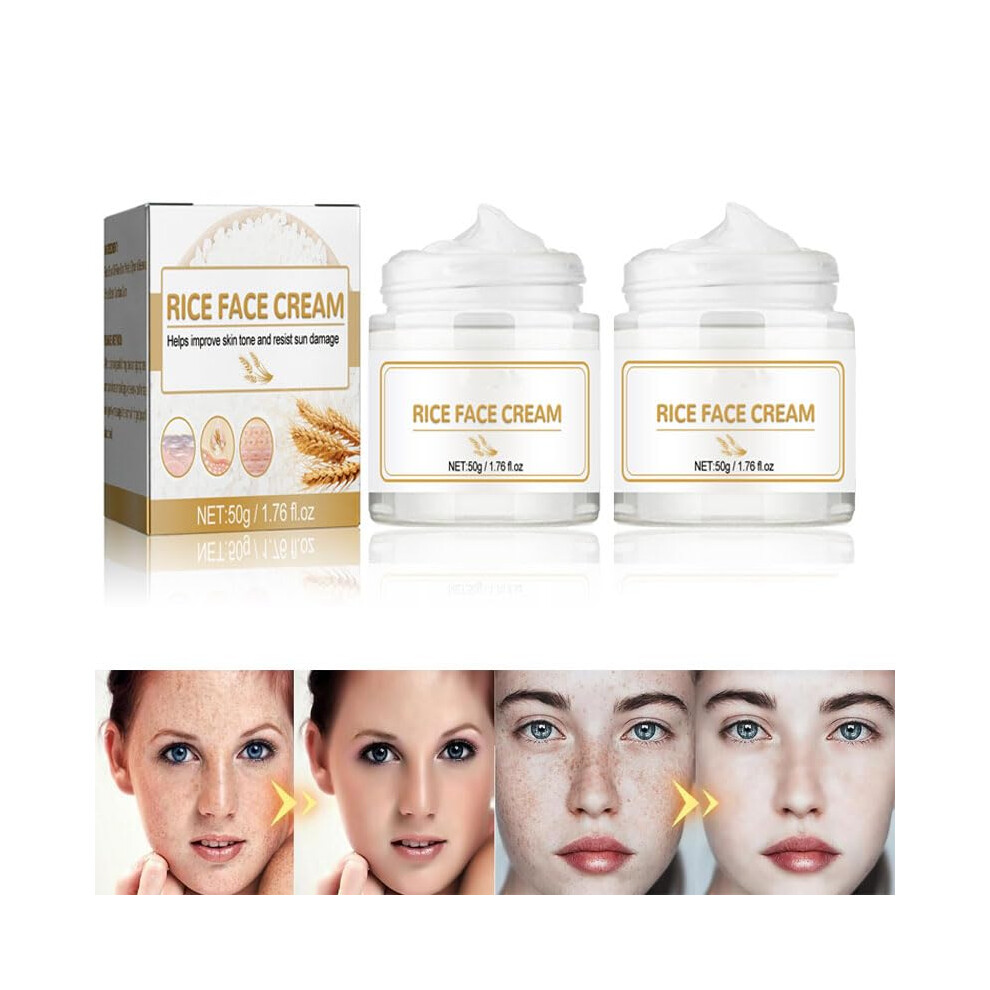 Cream/Dark Rice Face With Rice Extract For Skin Whitening, Spot Removal, Deep Hydration 2Pcs 50Ml