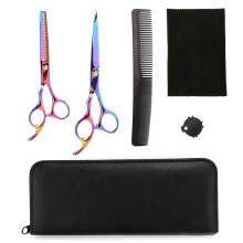 Durable Hair Cutting Scissors with Western Hand Design, Complete with Protective PU Leather Case