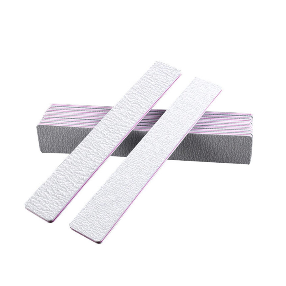 Nail Files 50 Pack 100 180 Grit Zebra Emery Boards Dual Grit with Ergonomic Sponge Core