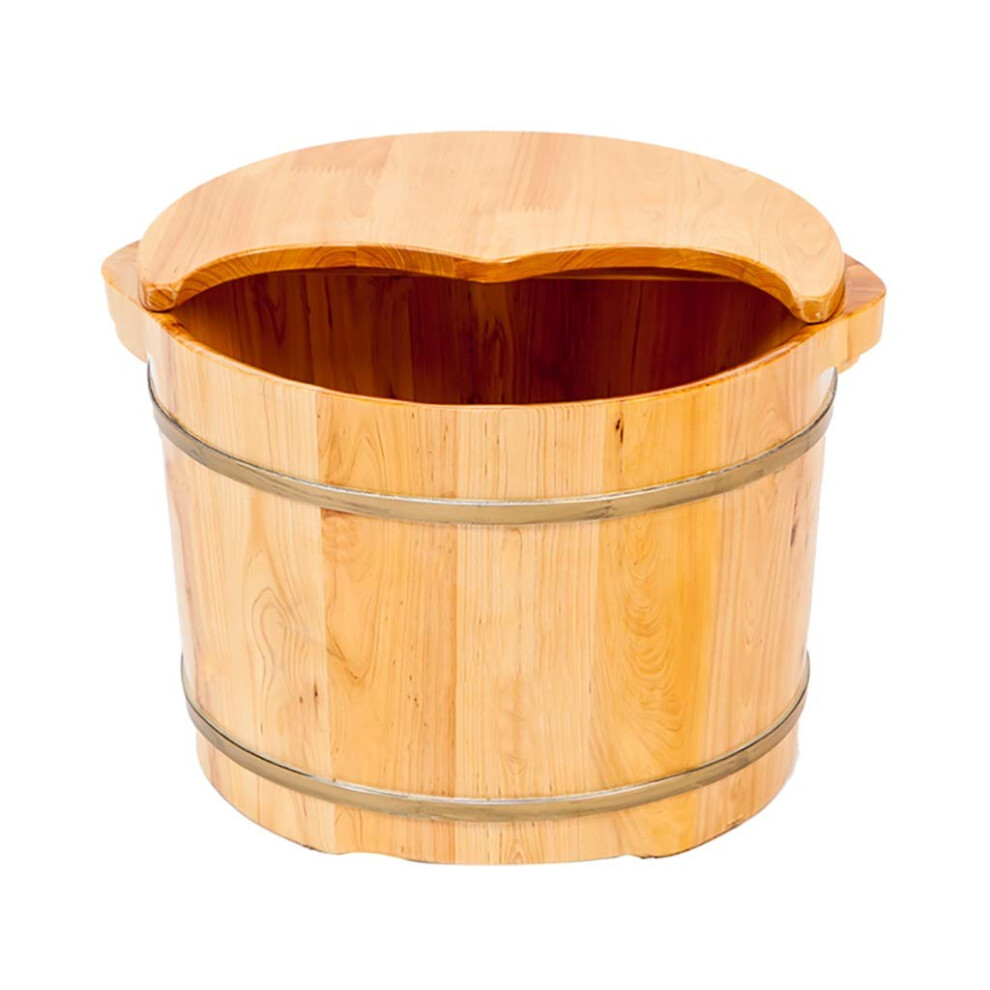 Wooden Foot Bath Tub with Heat Retention Lid, Cedar Pedicure Soaking Bucket for Home Spa Adults